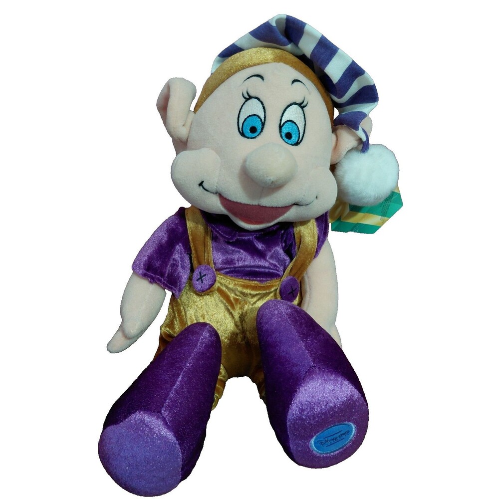 Disney Store Exclusive Plush Dopey Christmas Elf 15" w Tag Jingle Hat NOS